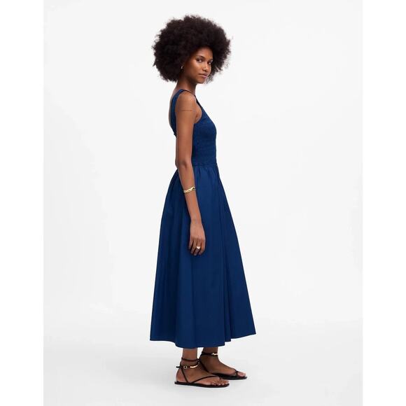 Madewell Womens Melody Scoopback Smocked Midi Dress NW232 Blue Moon Sze PXXS NWT - Picture 2 of 5